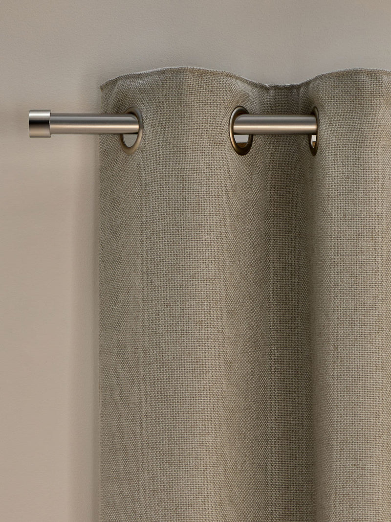 Green Soft Weave Linen Blend Lined Eyelet Curtains