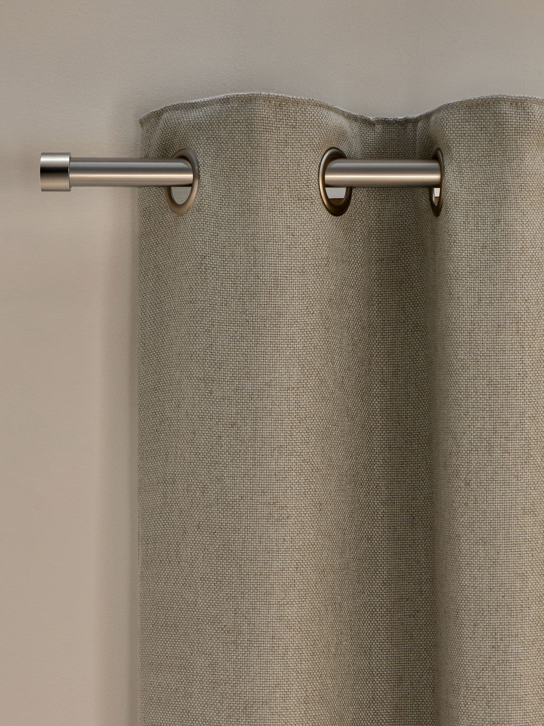 Green Soft Weave Linen Blend Lined Eyelet Curtains