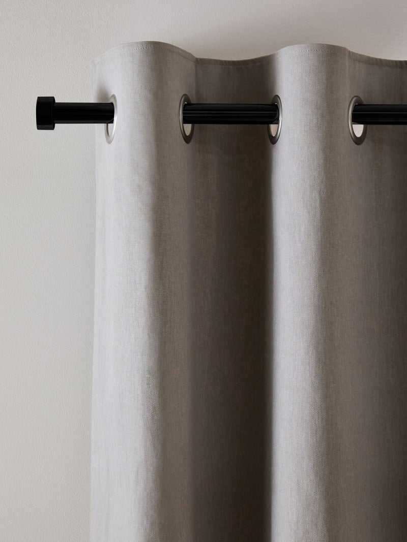 Grey Charcoal Blackout/Thermal Cotton Eyelet Curtains
