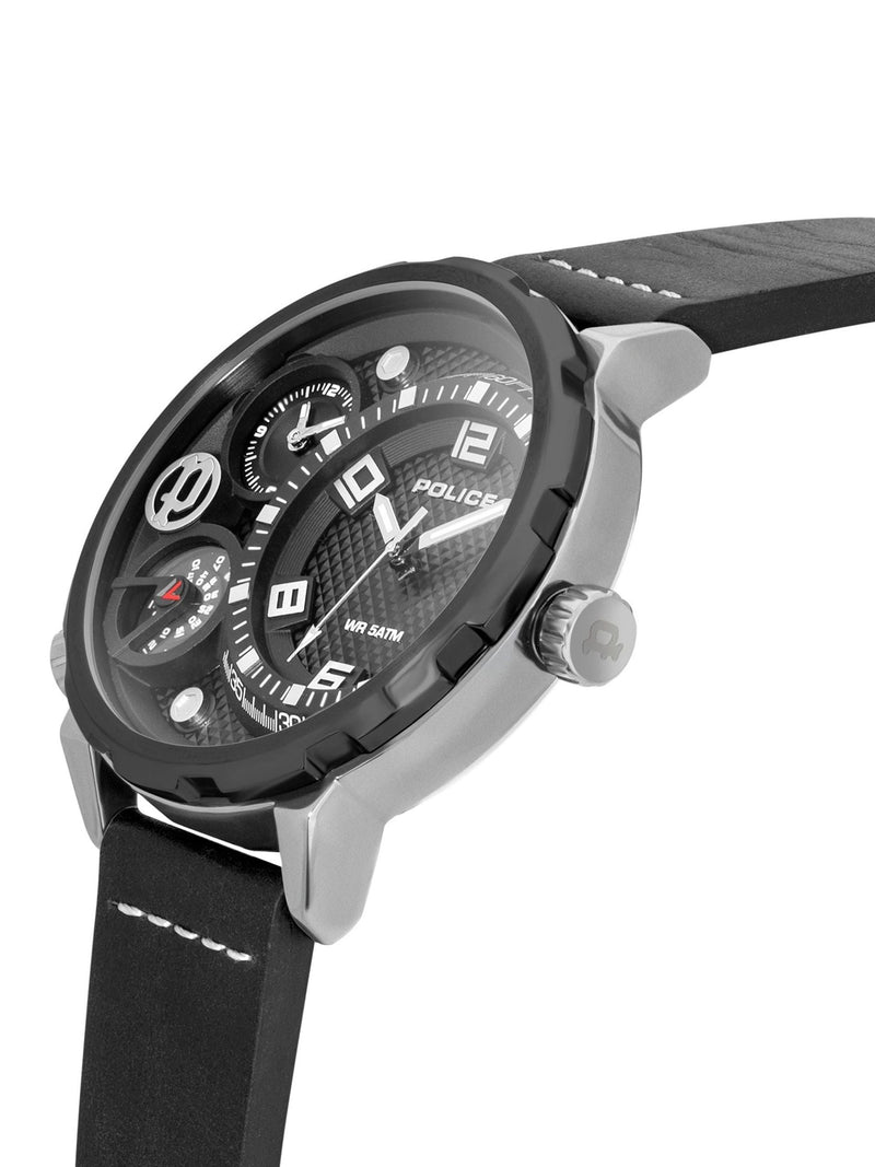 Police Ray black leather strap watch 51mm, imported from the UK