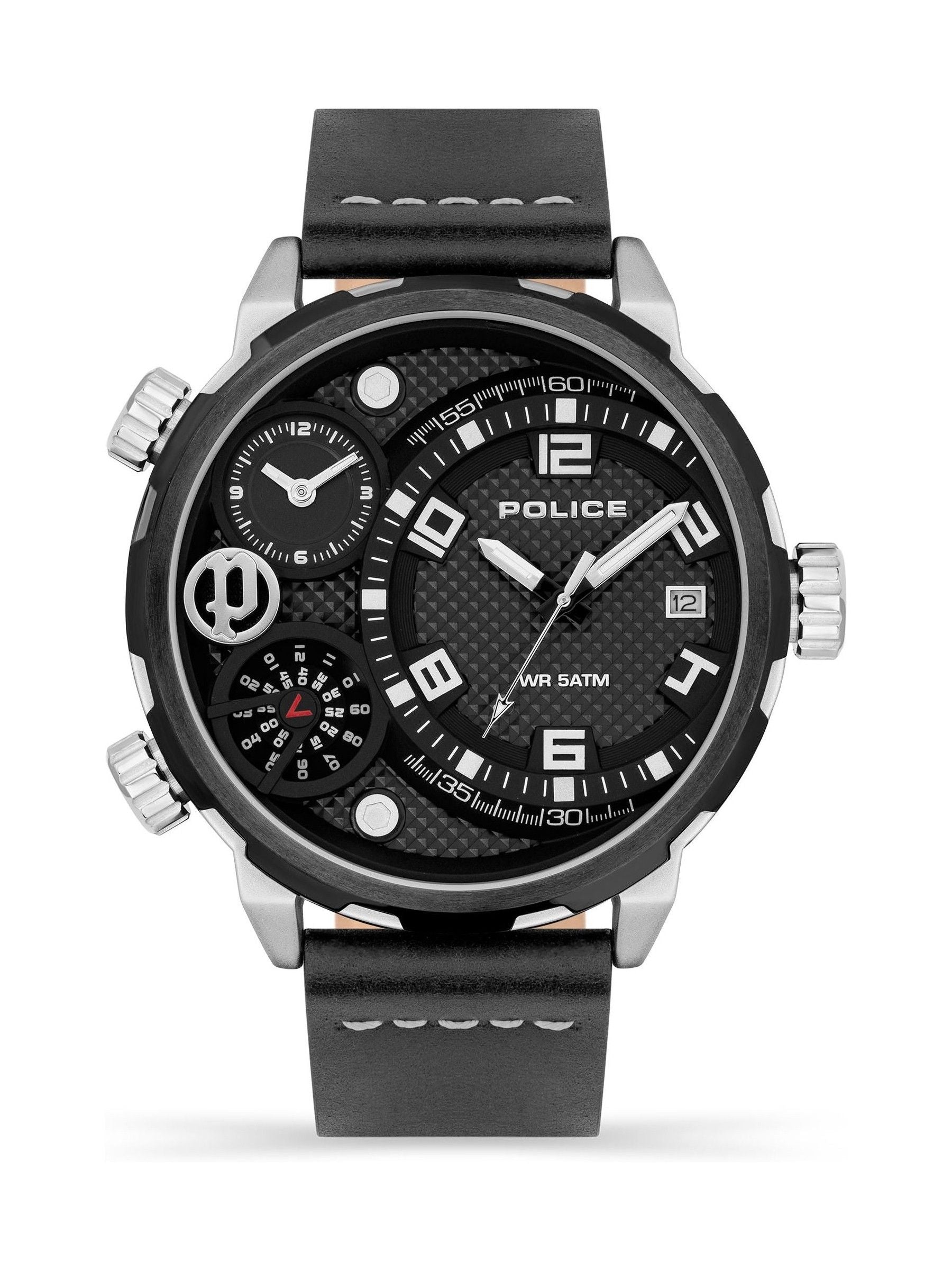 Police Ray black leather strap watch 51mm, imported from the UK