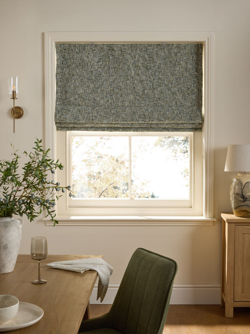 Green Ready Made Blackout/Thermal Textured Chenille Roman Blind