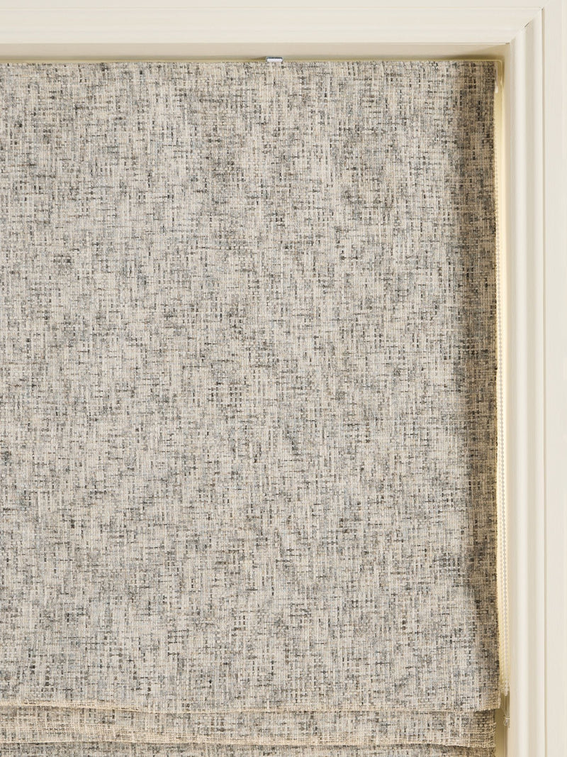 Grey chenille roman blind with blackout lining, UK version
