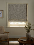 Grey chenille roman blind with blackout lining, UK version