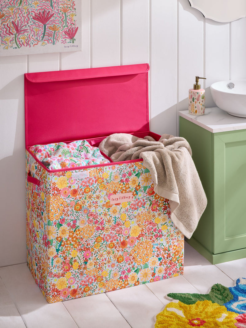 Lucy Tiffney pink campion laundry basket (British brand)
