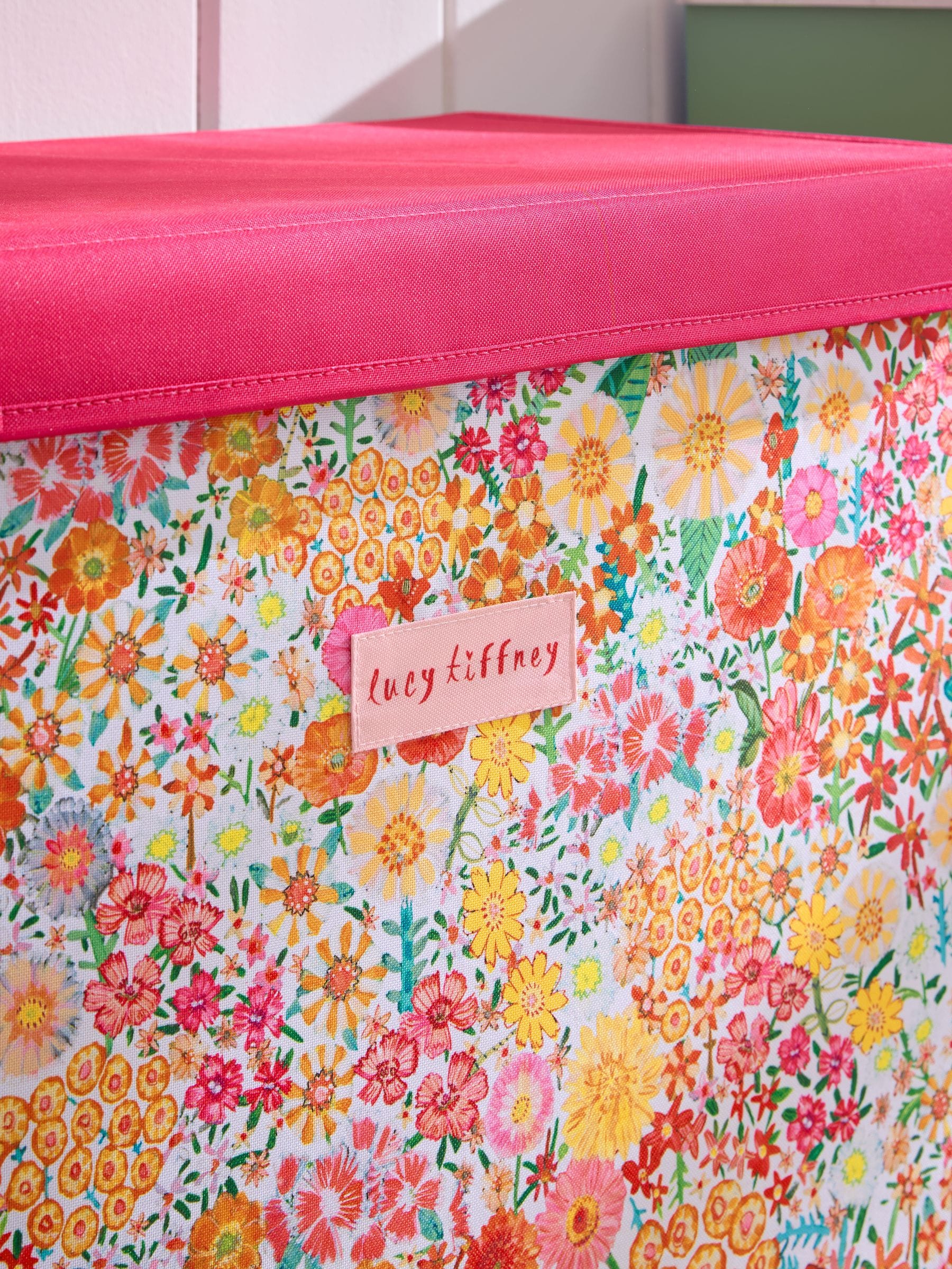 Lucy Tiffney pink campion laundry basket (British brand)