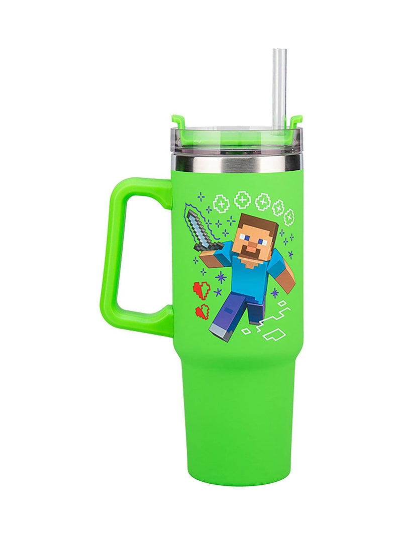 Minecraft Creeper and Steve travel cup 900ml insulated tumbler (British brand)