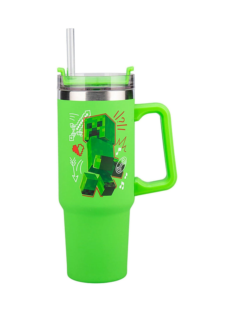 Minecraft Creeper and Steve travel cup 900ml insulated tumbler (British brand)
