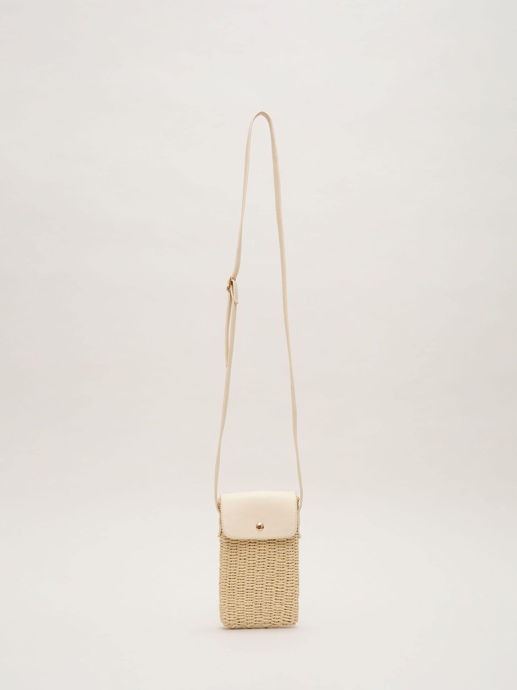 Phase Eight natural textured phone bag in raffia with crossbody strap - British product
