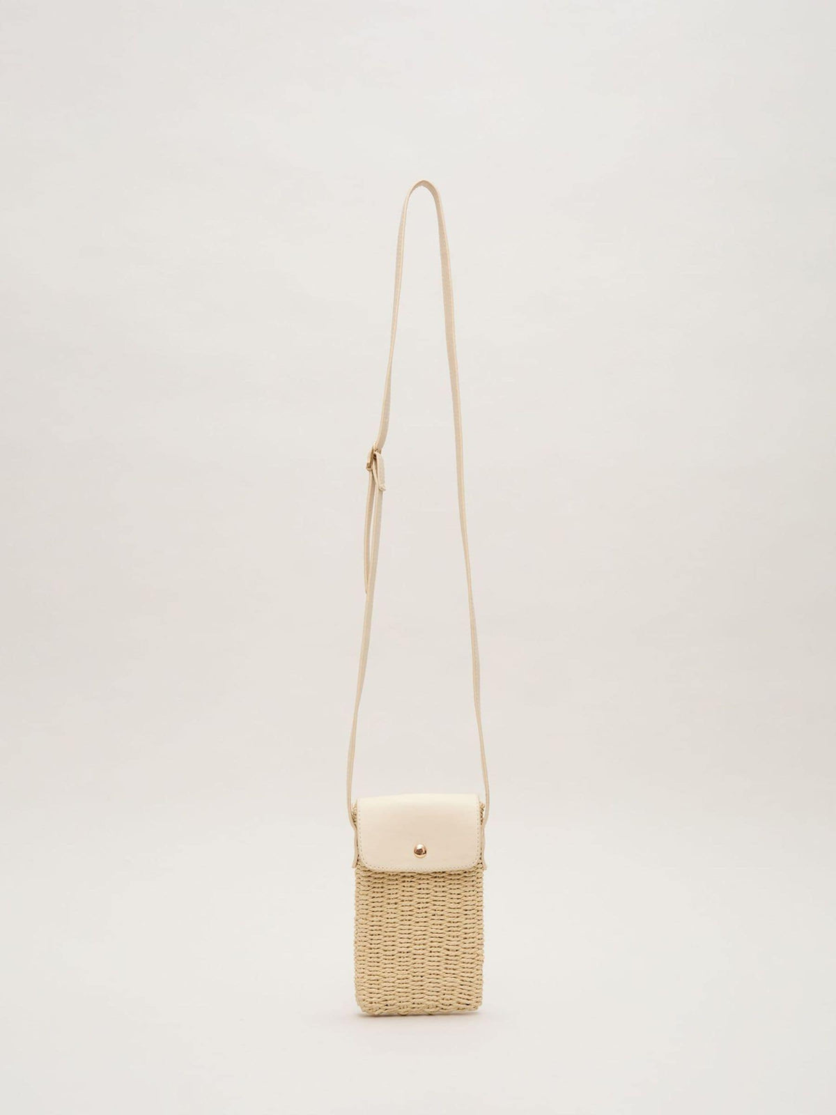 Phase Eight natural textured phone bag in raffia with crossbody strap - British product
