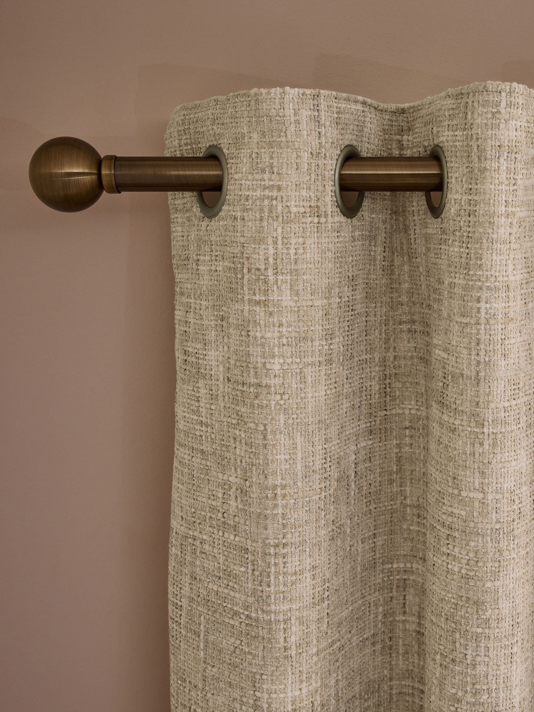 Natural Textured Chenille Super Thermal Eyelet Curtains