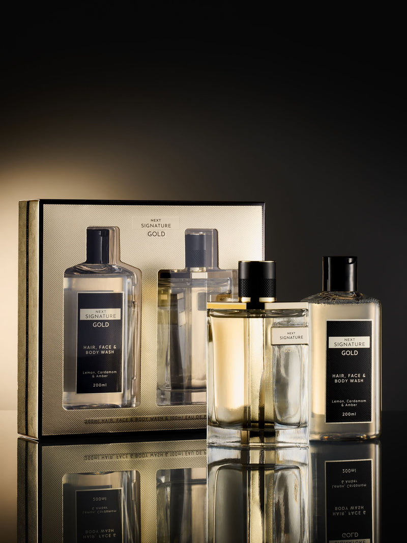 Signature Gold Eau de Parfum and shower gel set (British brand)