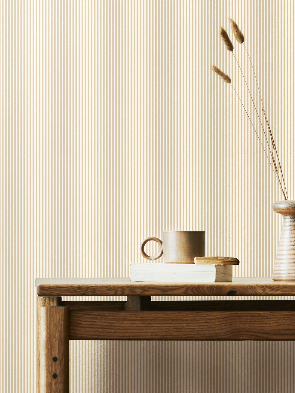 Hoopla Walls Oat Tiny Stripe wallpaper 10m roll (British brand)