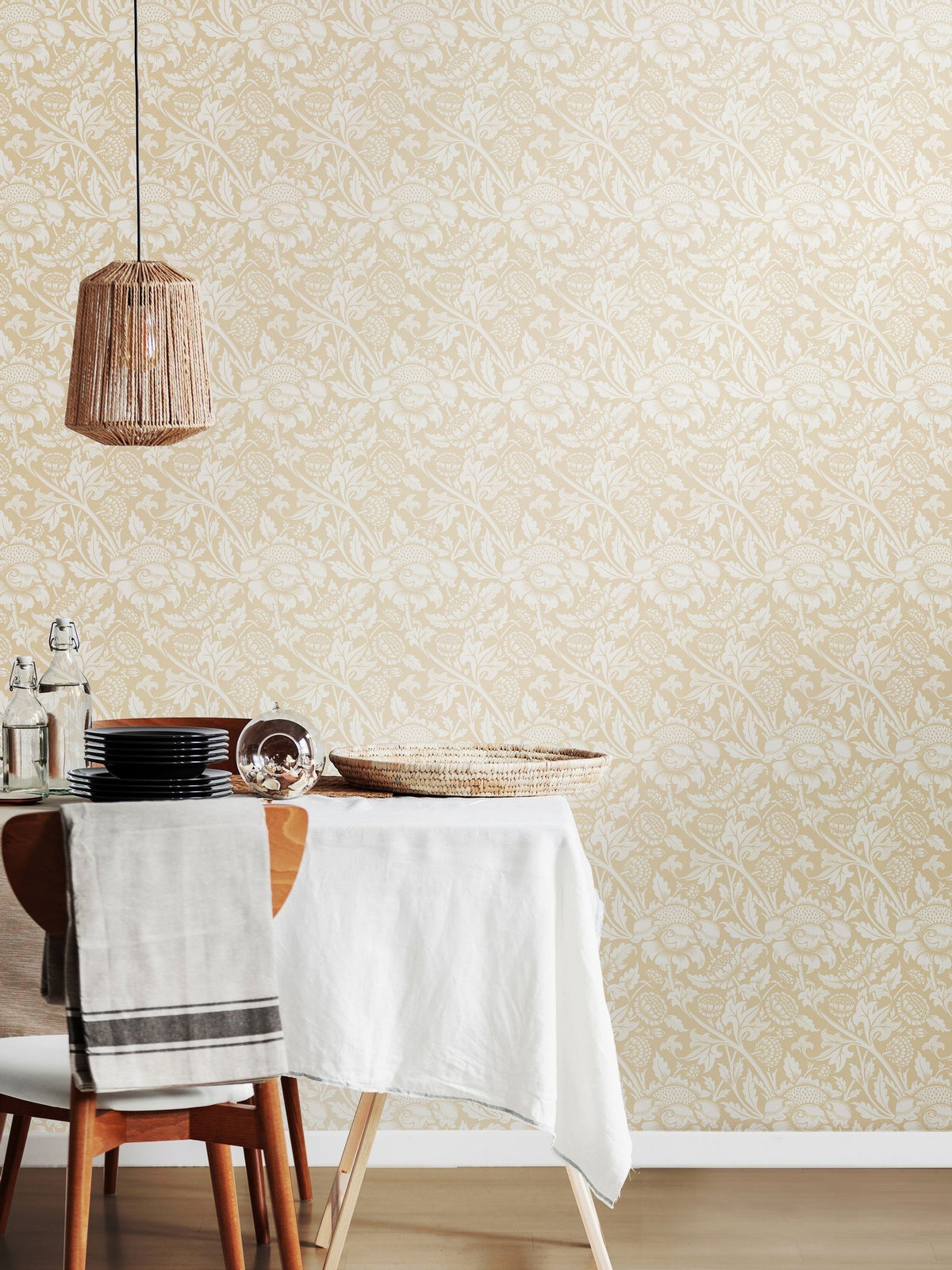 Hoopla Walls linen damask wallpaper 10m (British brand)