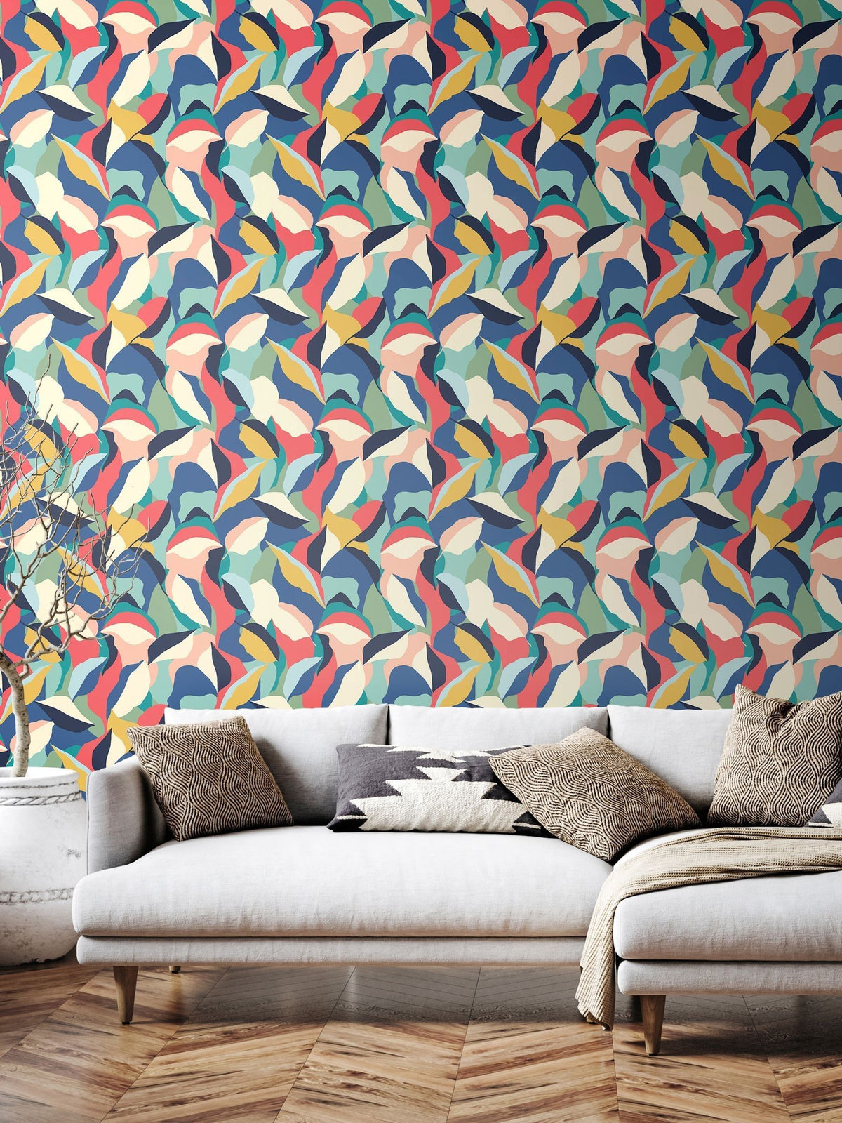Hoopla Walls Navy Twist Leafy wallpaper 10M, UK version