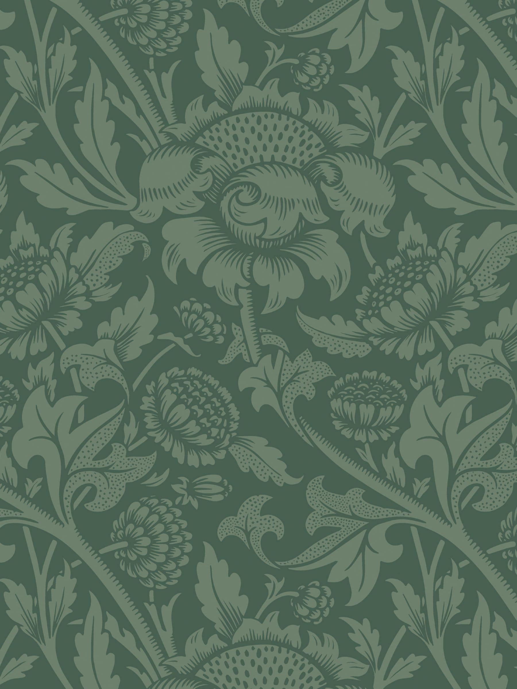 Hoopla Walls wallpaper green damask trail 10m - British product