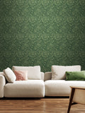 Hoopla Walls wallpaper green damask trail 10m - British product