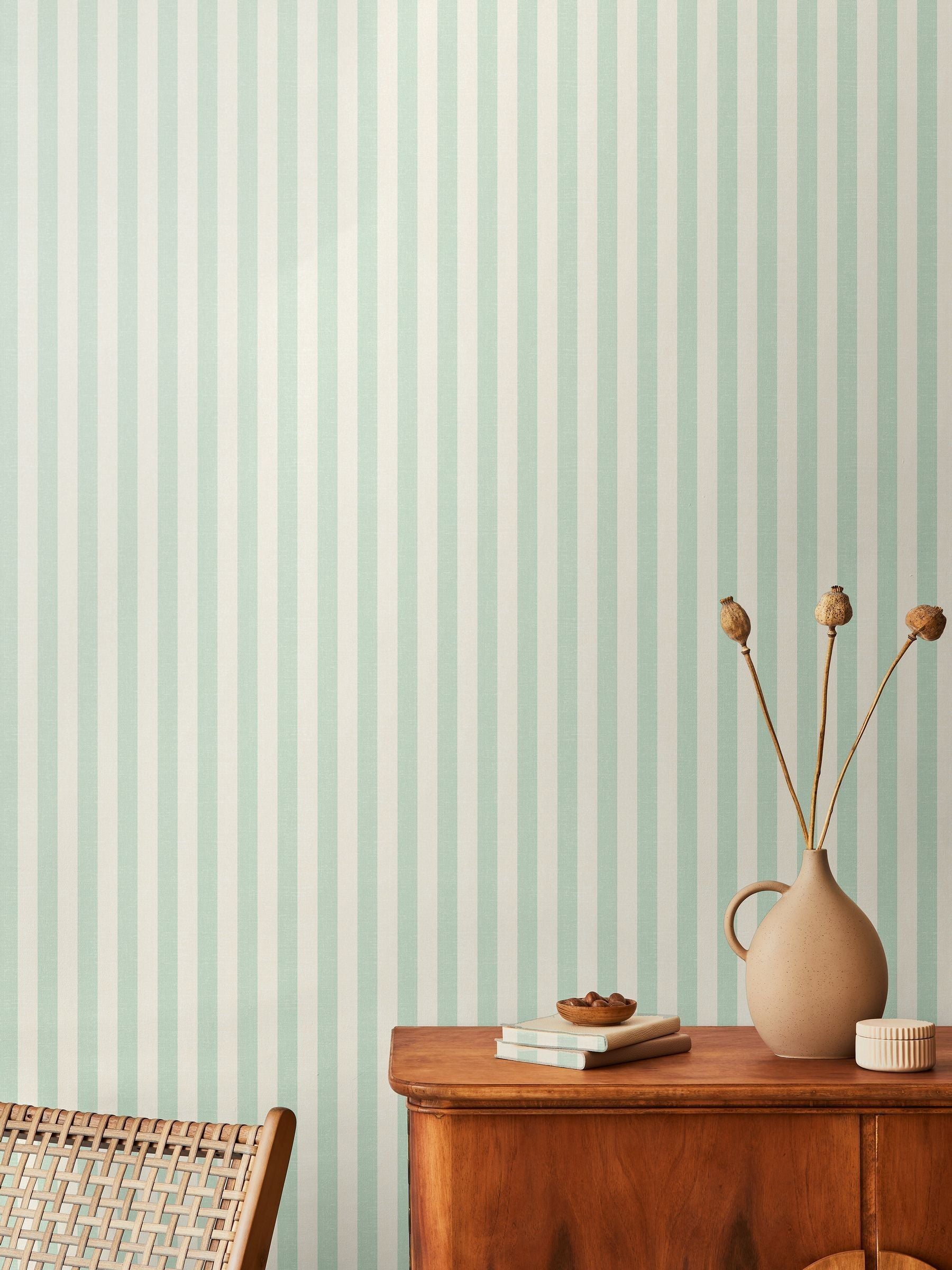 Hoopla Walls wallpaper Duck Egg Shadow Stripe 10m roll - British product