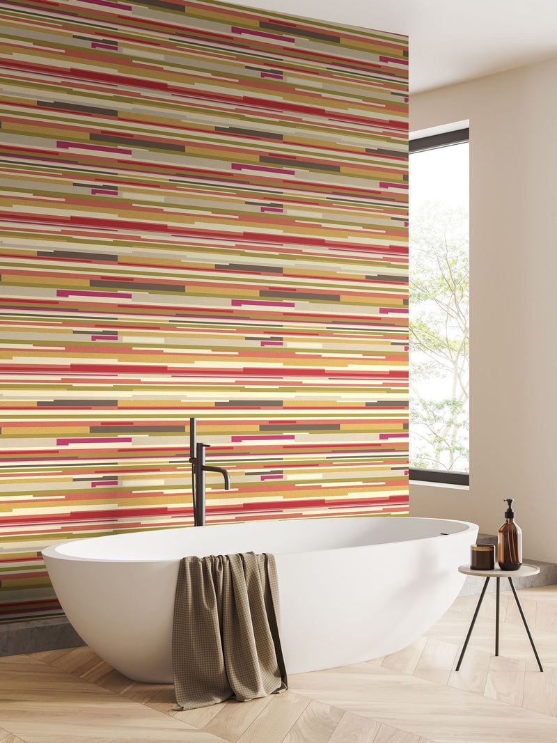 Hoopla Walls mustard yellow horizontal stripe wallpaper 10m (British brand)