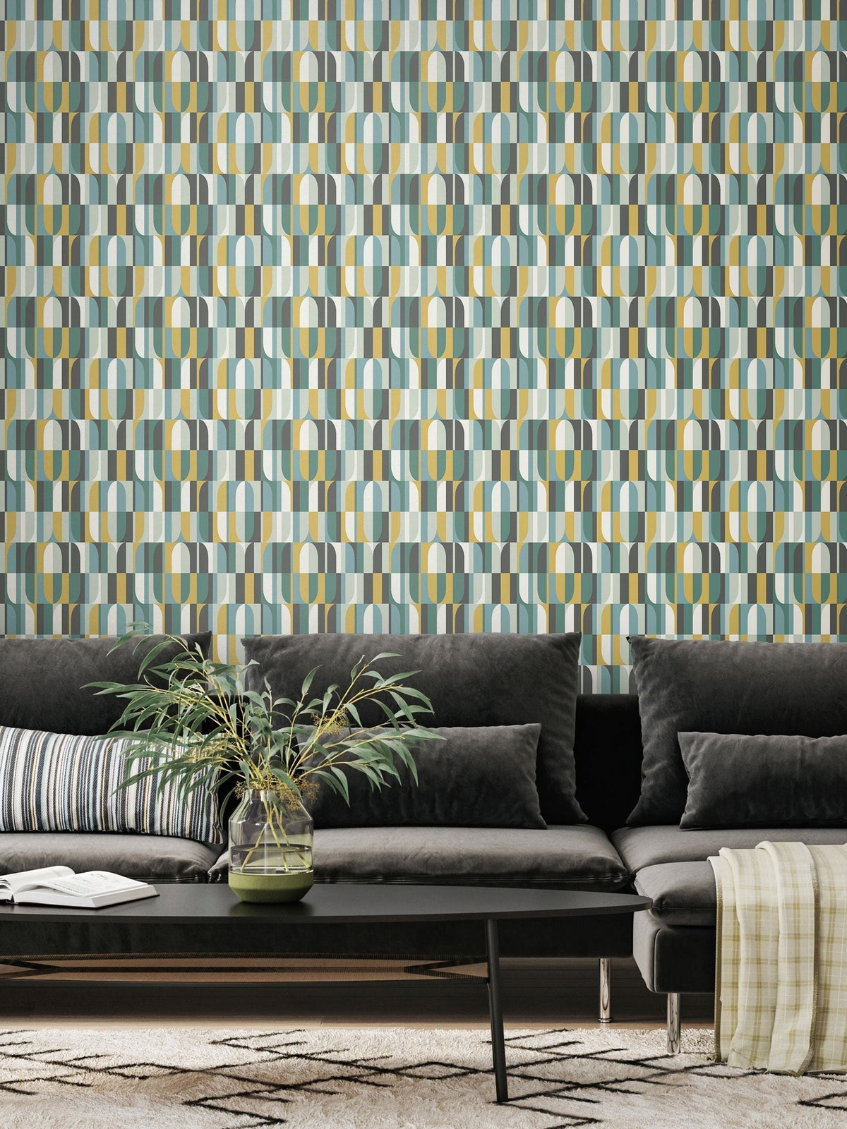 Hoopla Walls wallpaper Petrol Mix Building Blocks 10m, imported from the UK