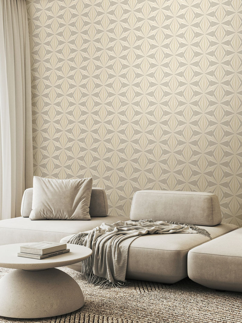Hoopla Walls wallpaper warm grey sunray diamond 10m (British brand)