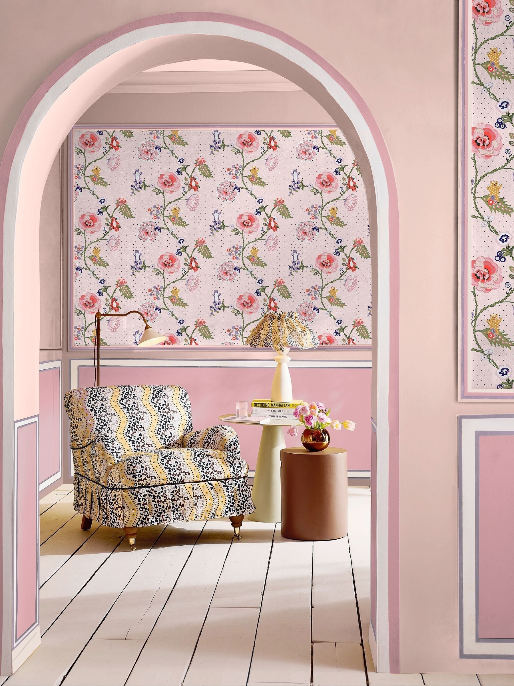 Cath Kidston wallpaper Pink Catnip 10m, UK version