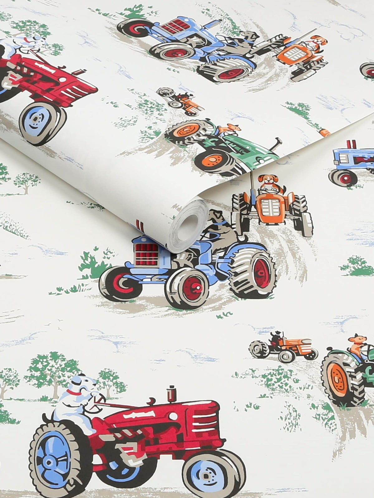Cath Kidston Multi Tractor wallpaper 10m roll - British product