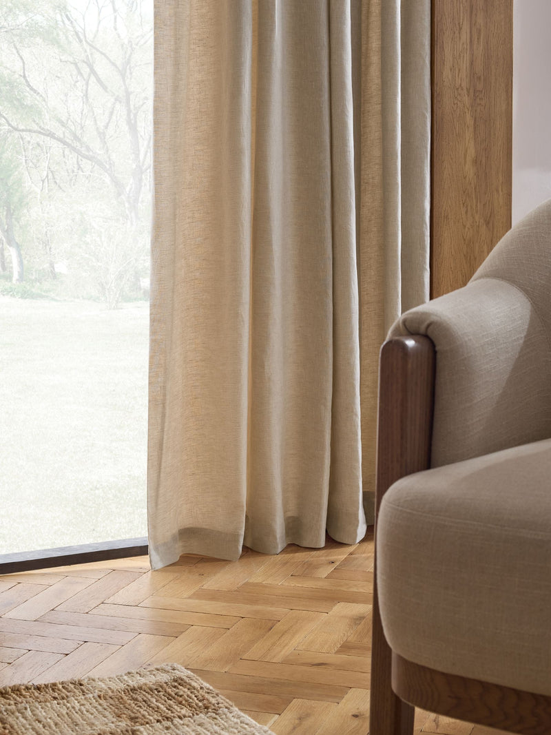 Natural N. linen light filtering curtains, imported from the UK