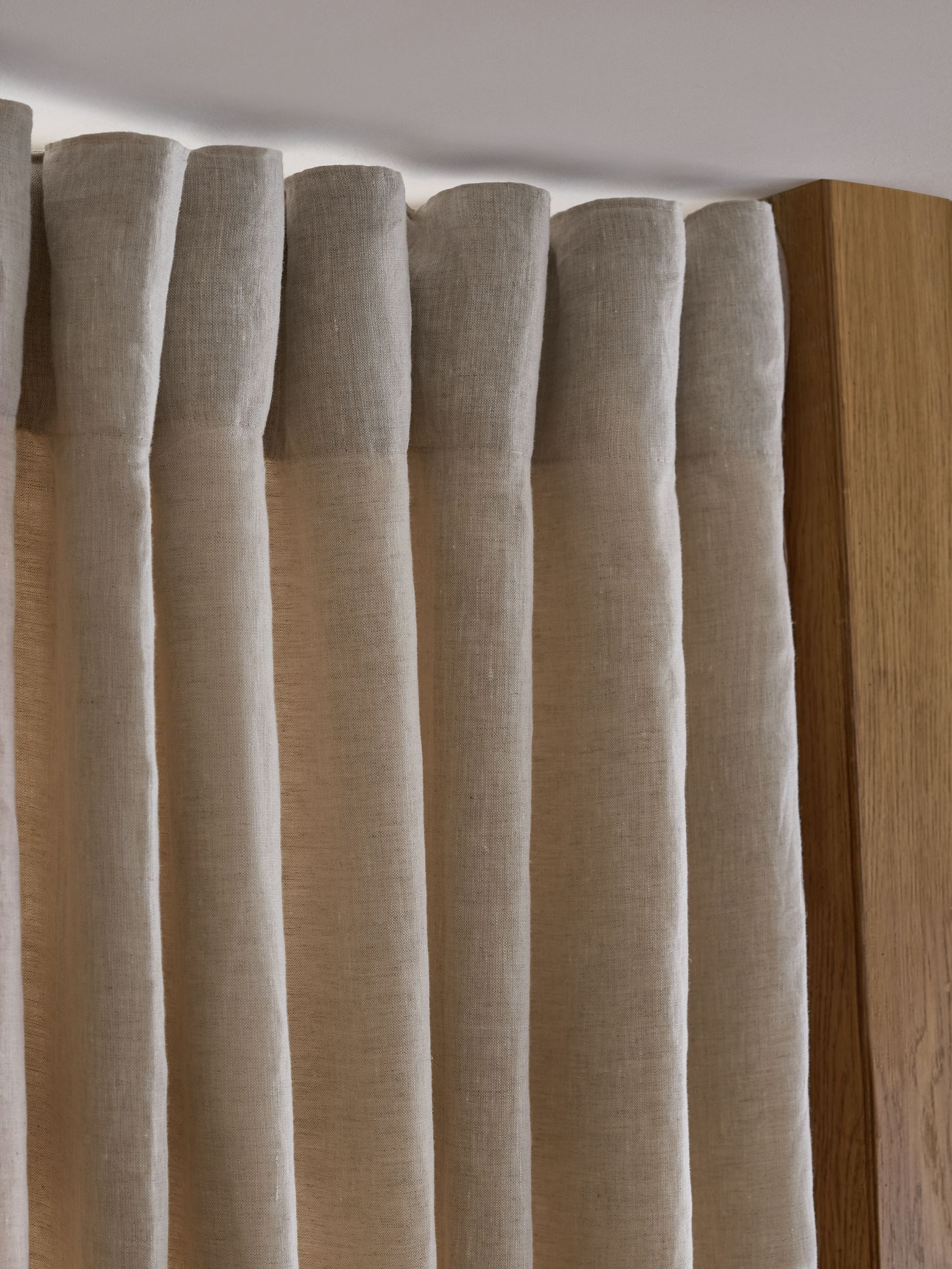 Natural N. linen light filtering curtains, imported from the UK