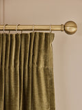 Olive green chenille pencil pleat curtains - British product