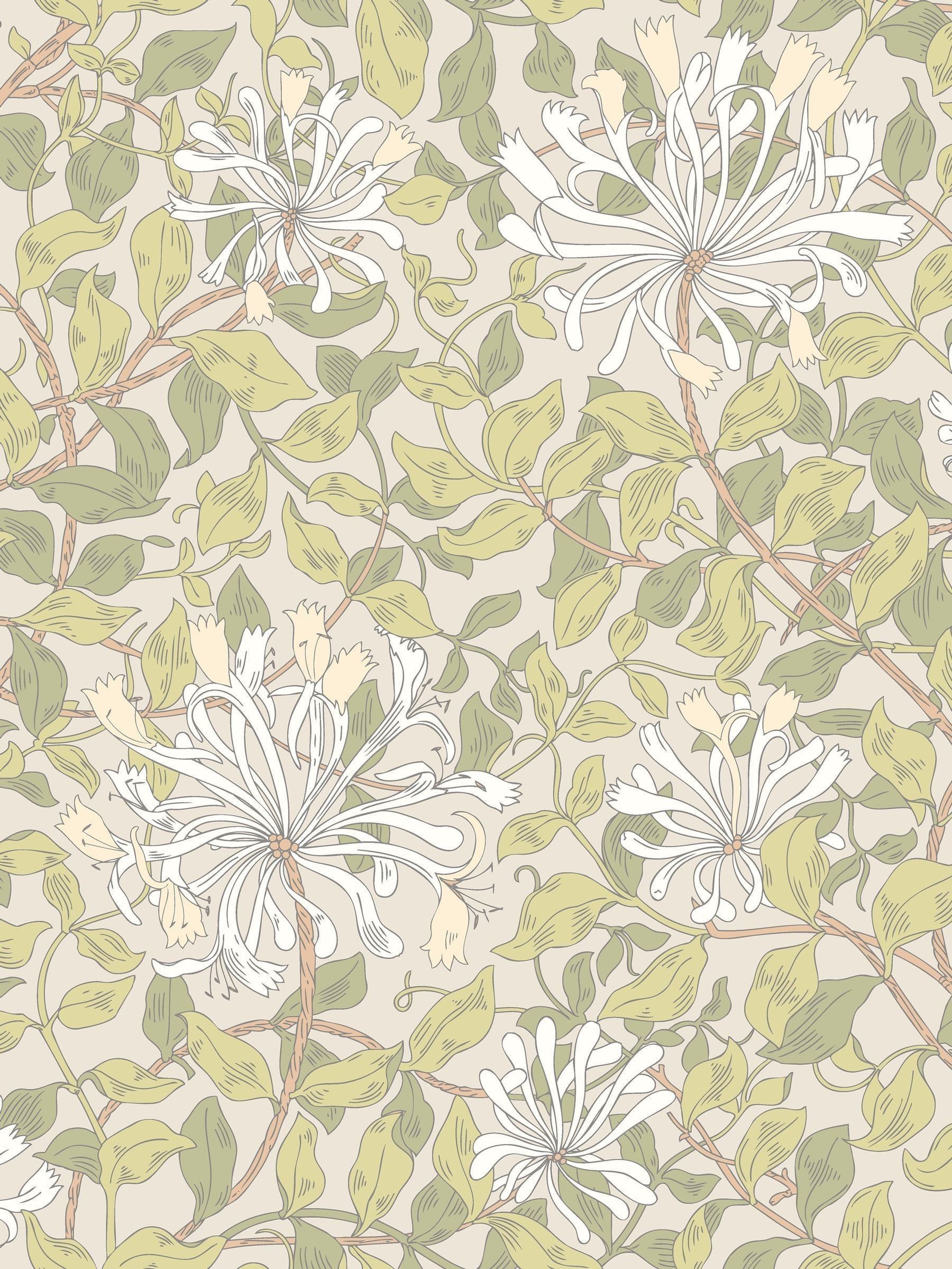 Hoopla Walls Stone Natural Honeysuckle Leaf Trail A4 Wallpaper Sample