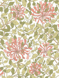 Hoopla Walls Coral Pink Honeysuckle Leaf Trail A4 Wallpaper Sample