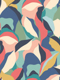 Hoopla Walls Navy Twist leafy patchwork wallpaper sample A4, imported from the UK