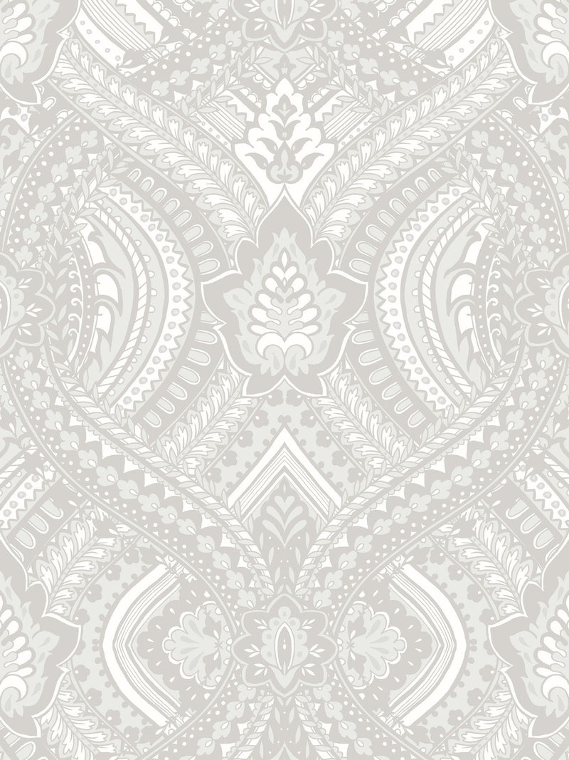 Hoopla Walls Grey Ogee Damask A4 Wallpaper Sample