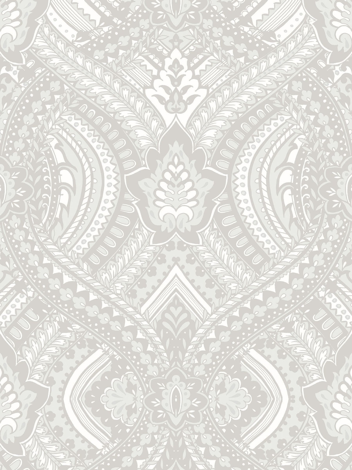Hoopla Walls Grey Ogee Damask A4 Wallpaper Sample