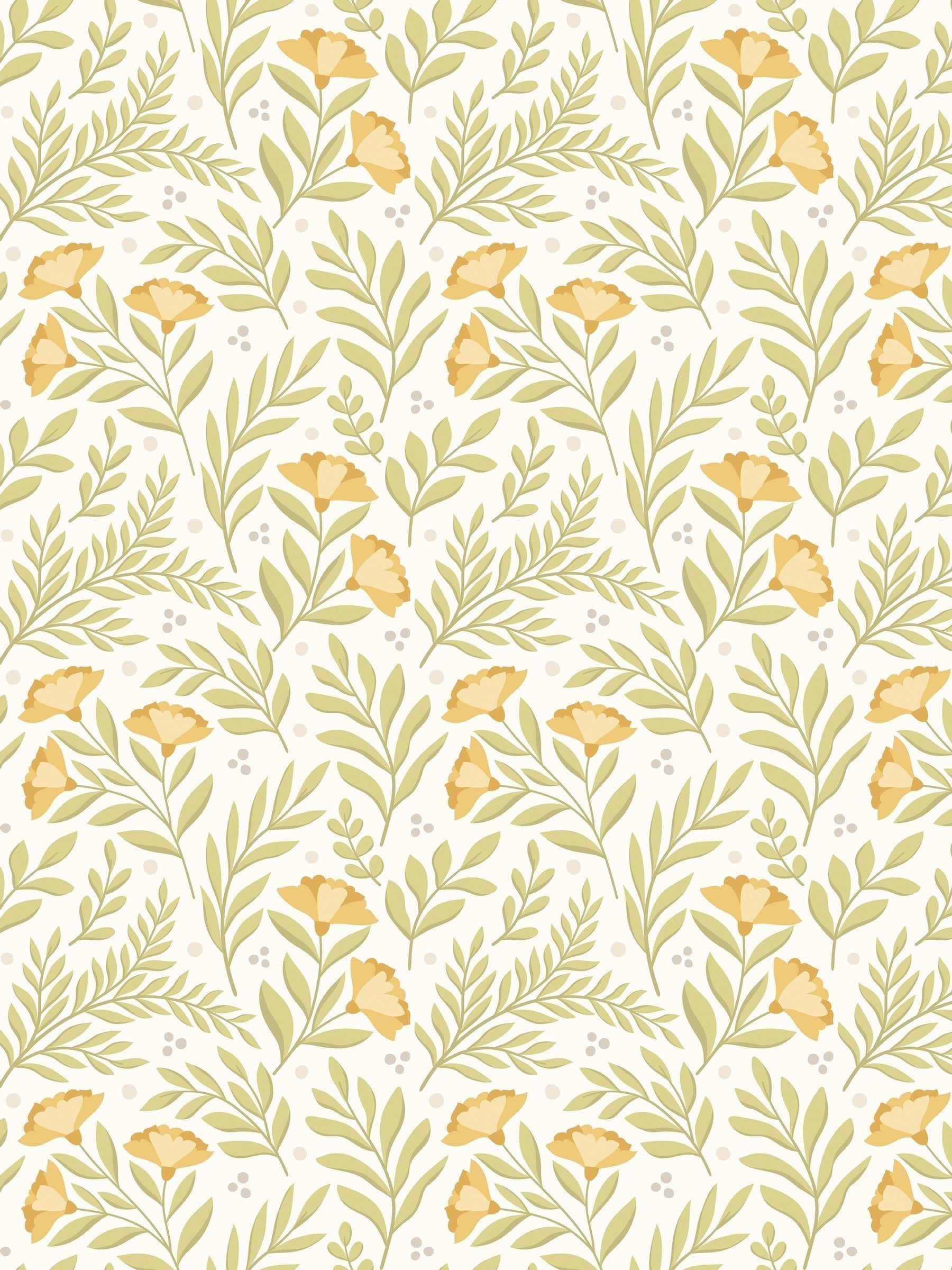 Hoopla Walls wallpaper sample Citrus Sun Petite Posy A4, UK version
