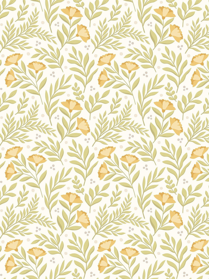 Hoopla Walls wallpaper sample Citrus Sun Petite Posy A4, UK version