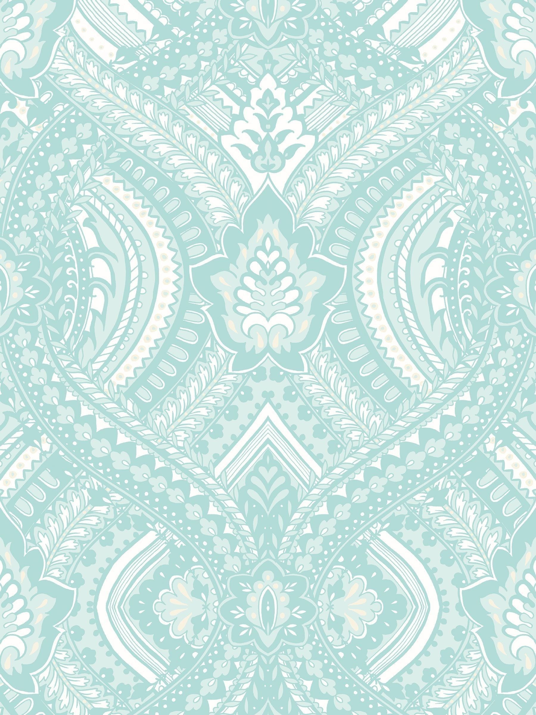 Hoopla Walls Ducke Egg Blue Ogee Damask A4 Wallpaper Sample