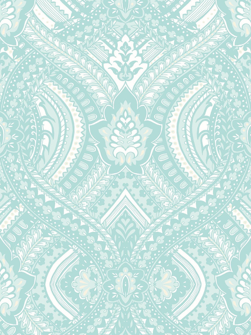 Hoopla Walls Ducke Egg Blue Ogee Damask A4 Wallpaper Sample