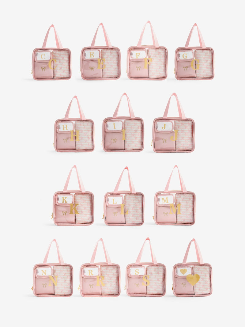 Pink alphabet makeup bag set 4-in-1, UK version