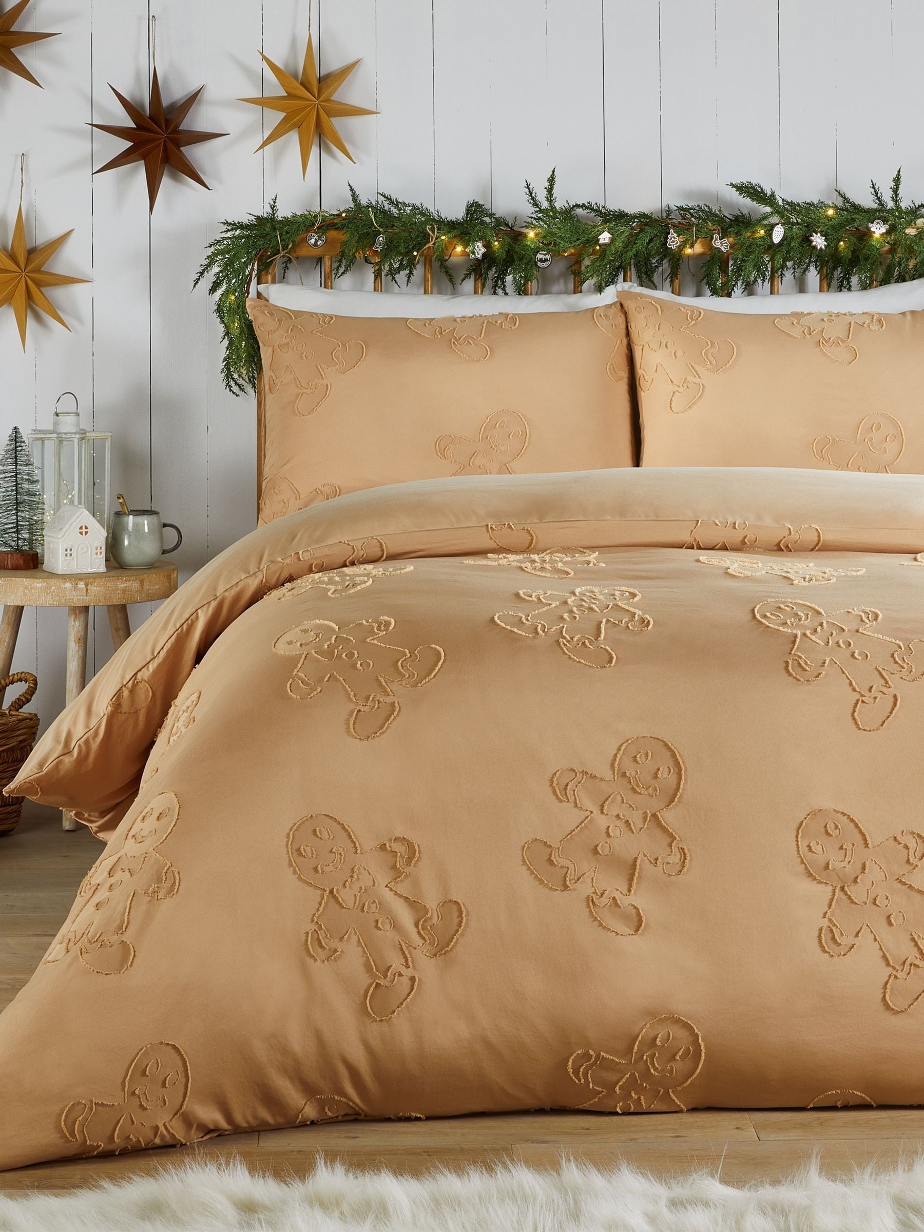 Ginger Gingebread Christmas duvet cover and pillowcase set, UK version