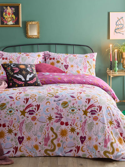 Next Furn Pink Enchanted Reversible Duvet Cover and Pillowcase Set- Buy online at McGrocer