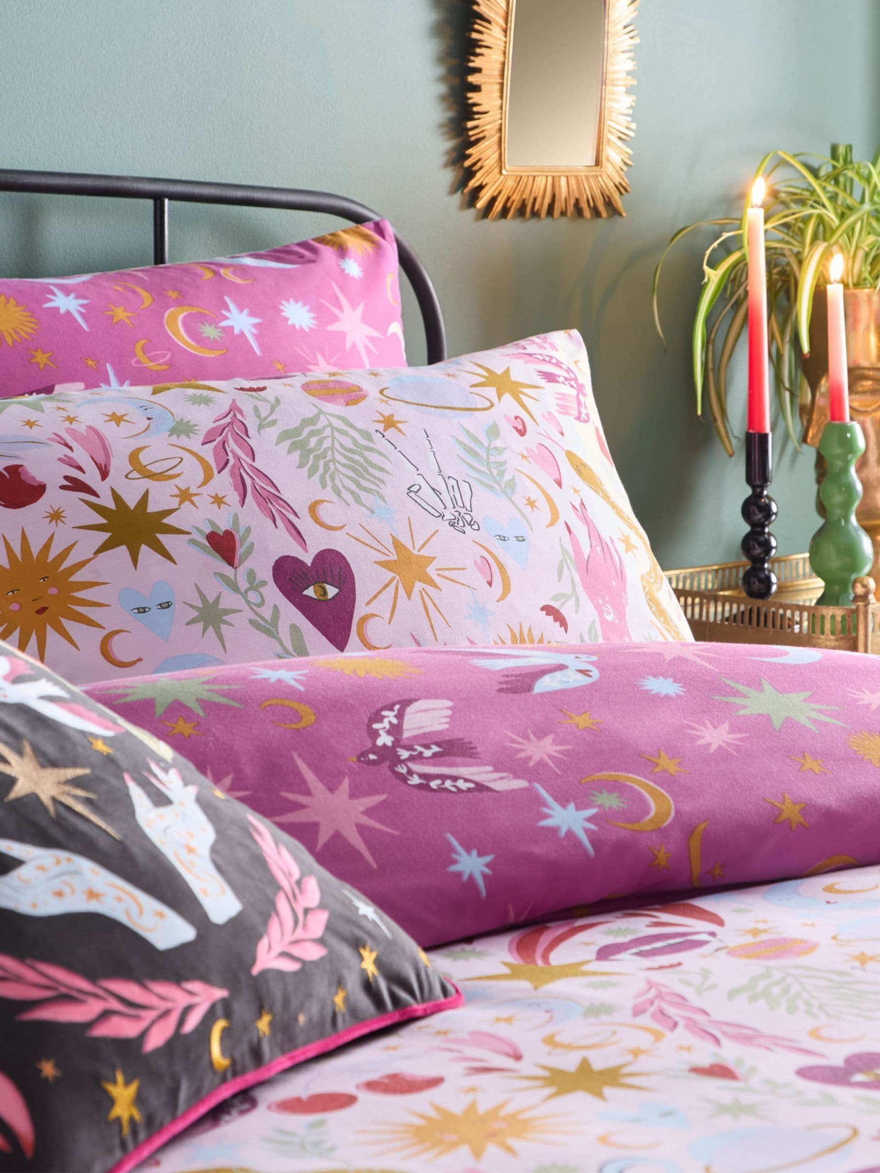 Furn Pink Enchanted reversible duvet cover and pillowcase set - British product