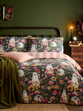 Furn Black/Pink Bootanical reversible duvet cover and pillowcase set - British product