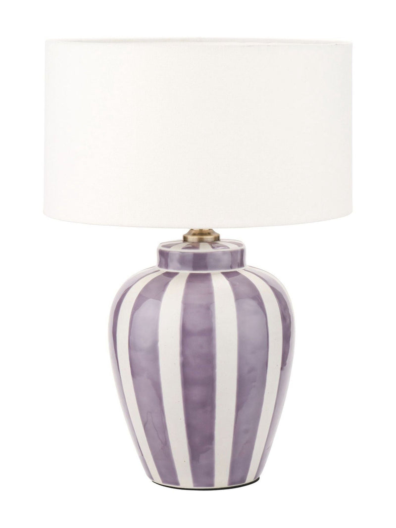 Pacific Lifestyle lilac Priscilla striped ceramic table lamp (British brand)