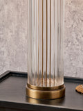 Pacific Lifestyle Ciara clear glass table lamp with cotton shade, UK version