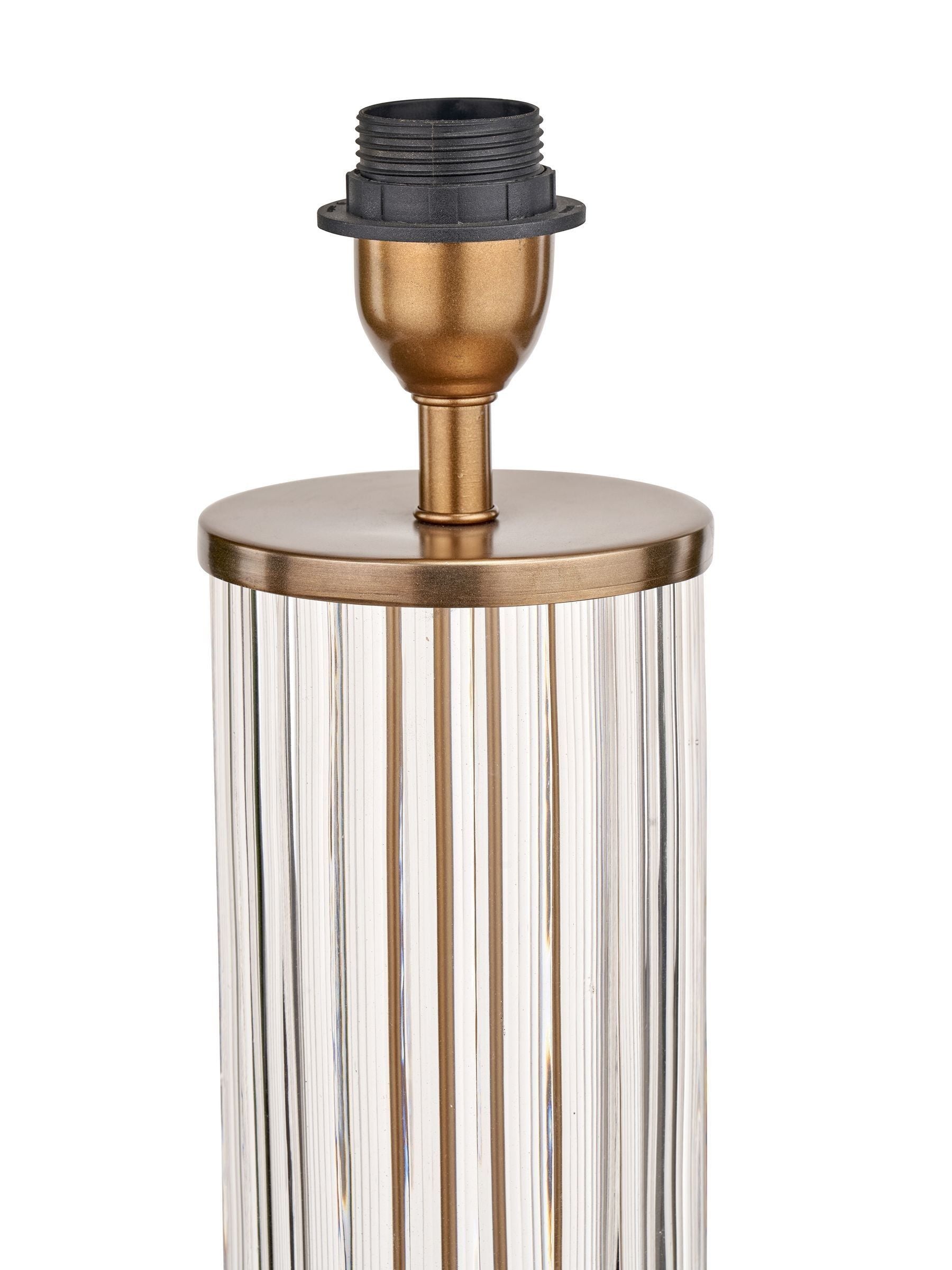 Pacific Lifestyle Ciara clear glass table lamp with cotton shade, UK version