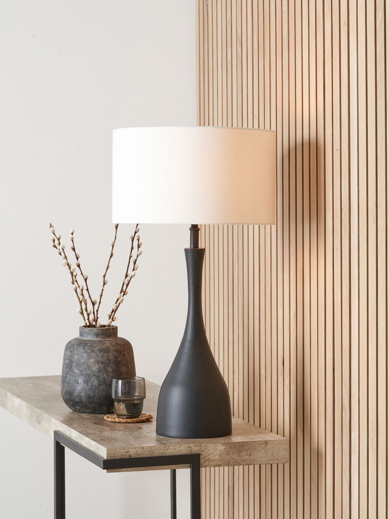 Pacific Lifestyle Llora curved table lamp with white shade, UK version