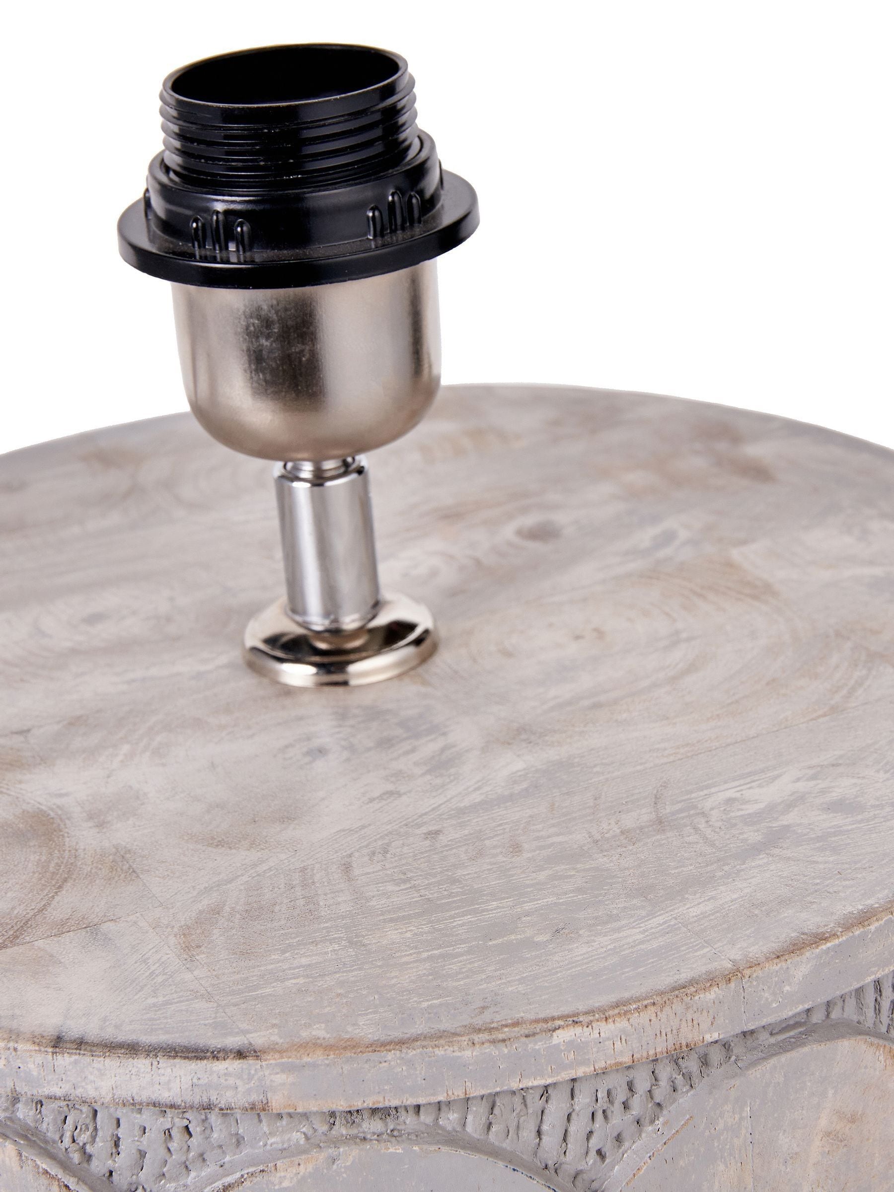 Pacific Lifestyle grey Cezara embossed wood wide table lamp, imported from the UK