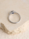 Sapphire coloured stone sterling silver ring, UK version